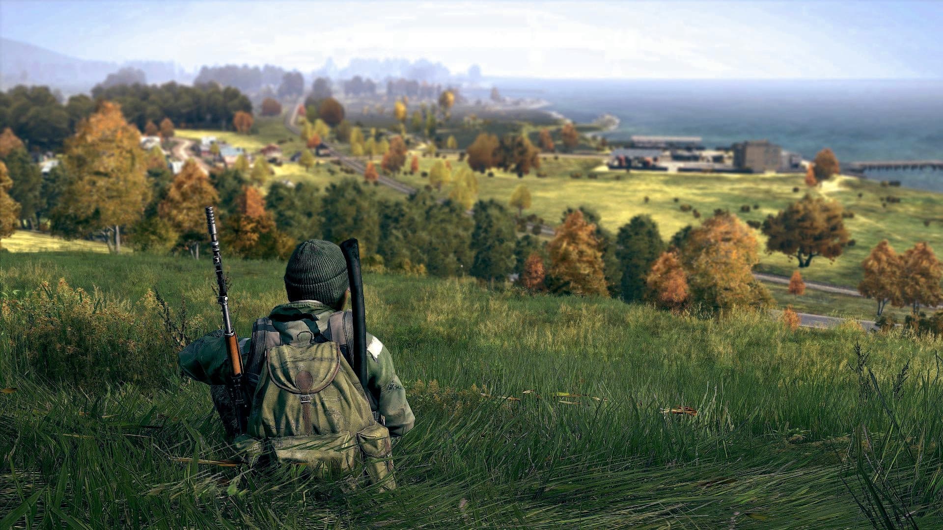 A DayZ survivor overlooking the coast of Chernarus